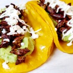 Chapolines Tacos W/ Avocado Puree, Queso Fresco And Crema