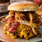“The Finster” Apple Butter, Bacon, Cheddar Burger