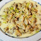 Clams In A White Wine Cream Sauce W/ Leeks and Garlic